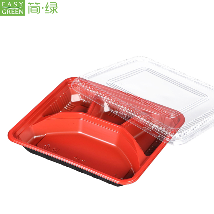 Disposable Microwave Safe Paper Lunch Box PP Plastic With Compartment